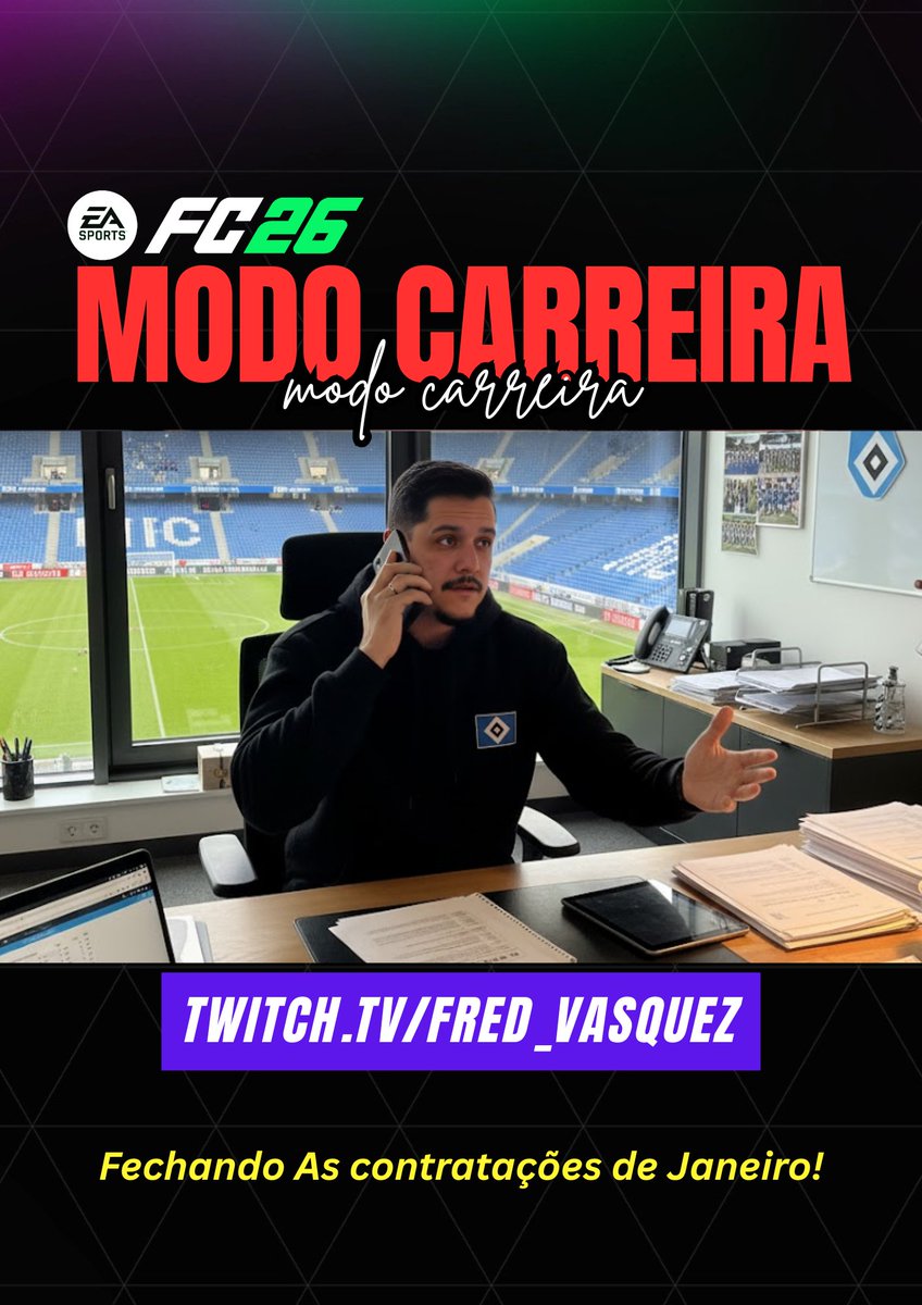 Bora fechar as contratações de Janeiro!

twitch.tv/fred_vasquez