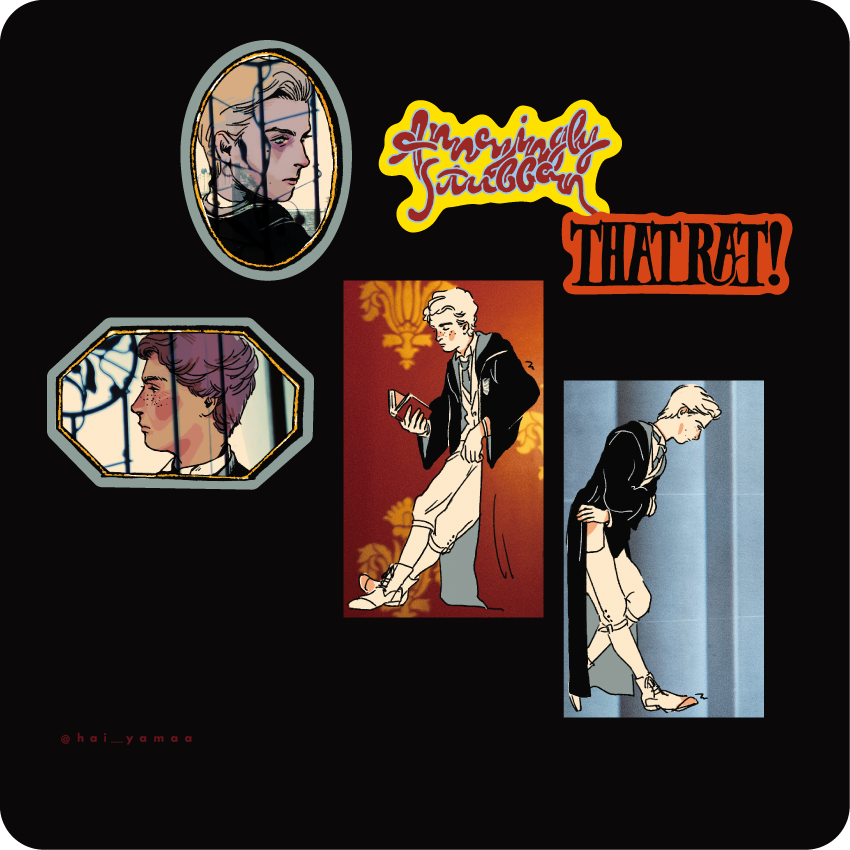 今回のプチテーマは二人の間の隔たりでした お互いに対して放った悪口（聞いてたのは転入生だけ）、手前にあるのはエディンバラで見つけたエレガントな柵、一見全く異なる色の背景は㌣パンクラスhotelの内部を写した一枚の写真から拾っています