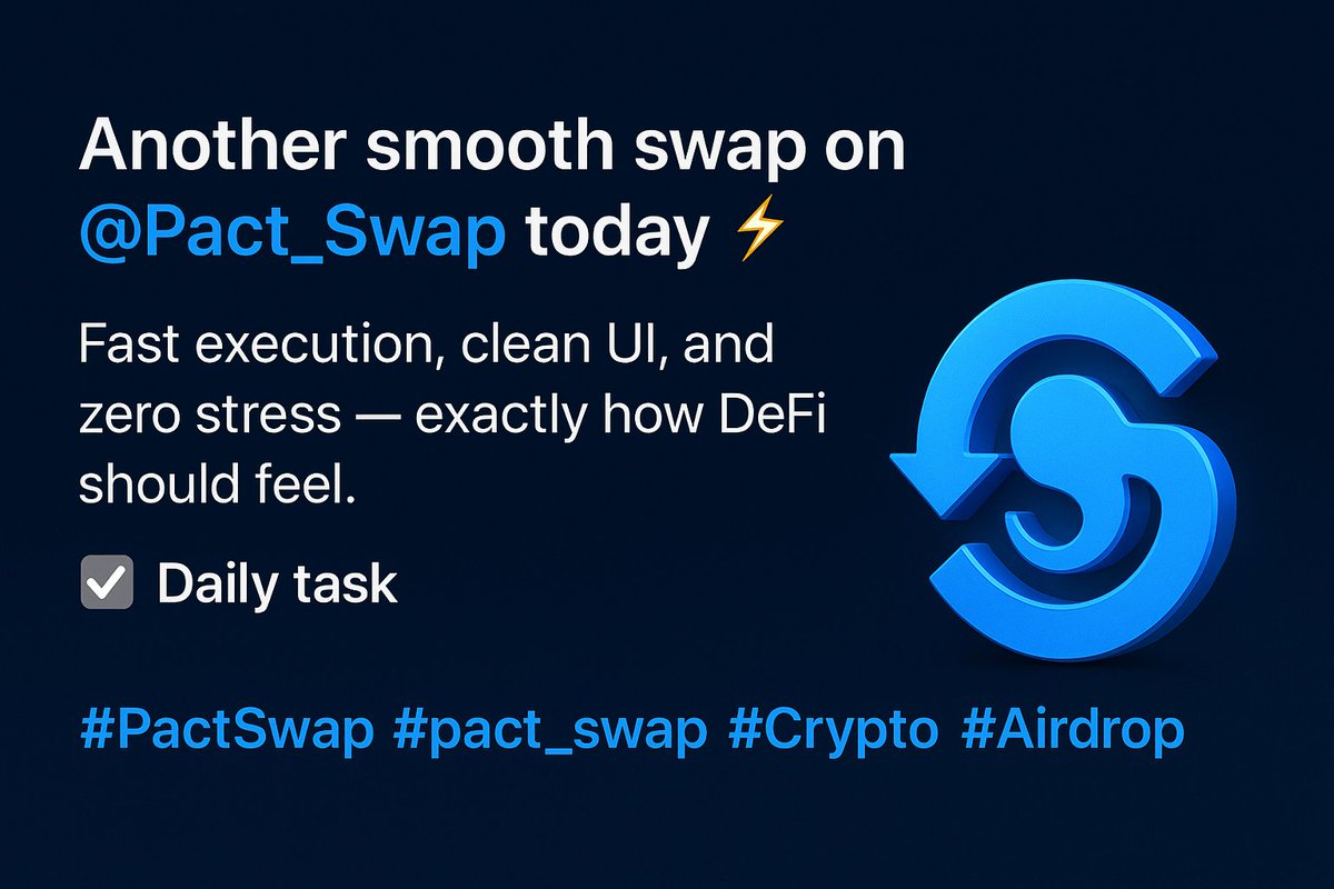 Bisw098's tweet image. Another smooth swap on @Pact_Swap  today ⚡
Fast execution, clean UI, and zero stress — exactly how DeFi should feel.
Daily task ✔️
#PactSwap #pact_swap #Crypto #Airdrop