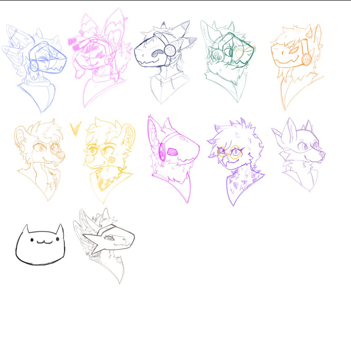 I’m sketching 8 more!! 

Looking for unique OC / Sonas I gotta get better at drawing every species! I might also do a few more protogens too!!