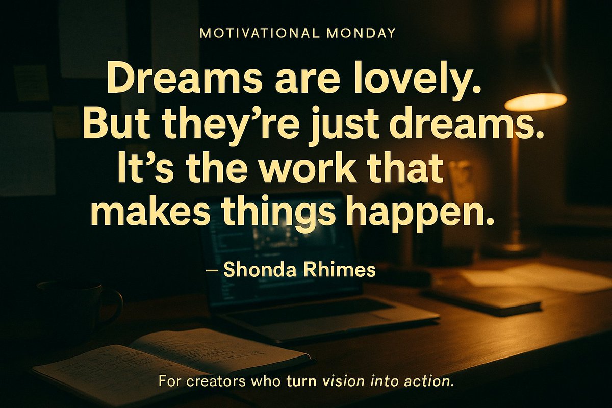 talk2cc's tweet image. &quot;Dreams are lovely. But they’re just dreams. It’s the work that makes things happen.&quot; - Shonda Rhimes
Your hustle turns vision into reality.
Show up. Do the work. Make your magic.
#MotivationalMonday #completecontroller