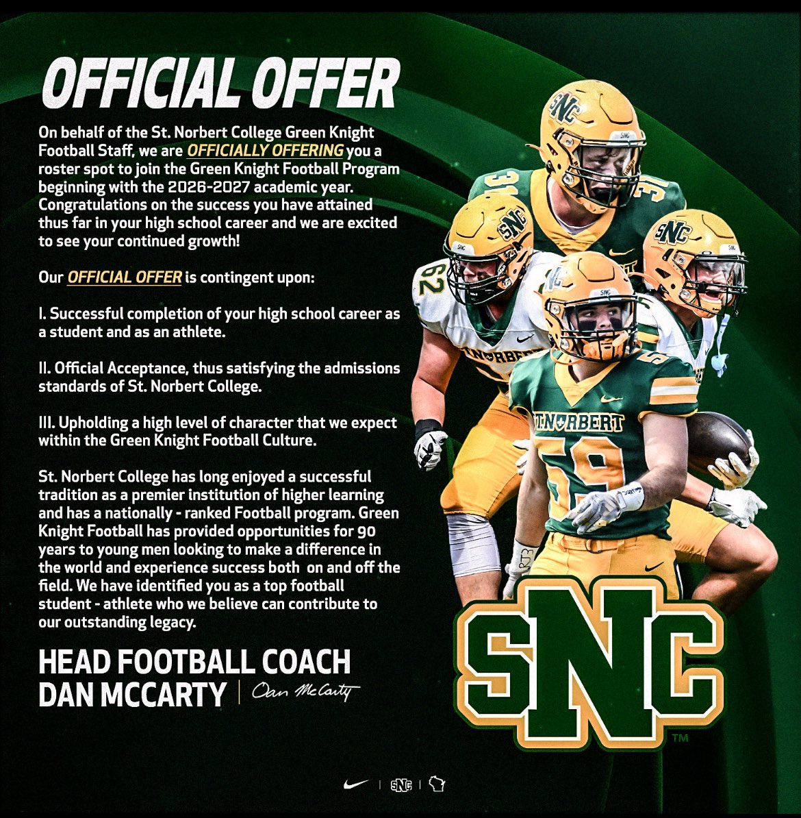 Pierce_eng5's tweet image. After an awesome conversation with @d_coop1 I am blessed to received an offer from @SNCfootball !

@kmlasersfb @CoachJentz @Matt_Trickey @PrepRedzoneWI