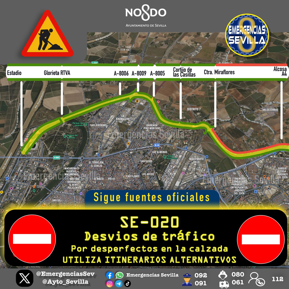 ✅Restablecido el tráfico en SE-020 en su totalidad, excepto el tramo entre A4 y Ctra de Miraflores, sentido Cartuja. #Sevilla
Gracias por tu colaboración
#SeguridadCiudadana <a href="/Ayto_Sevilla/">Ayuntamiento de Sevilla</a>