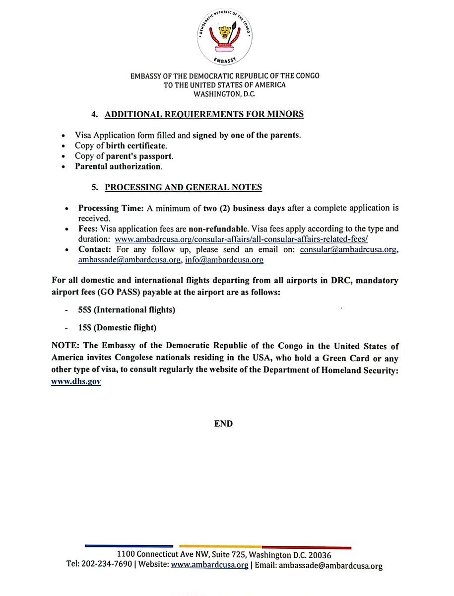 If you are planning to travel to Congo, please take a moment to read the visa requirements! 
#DRCVisa
#UpdateVisa