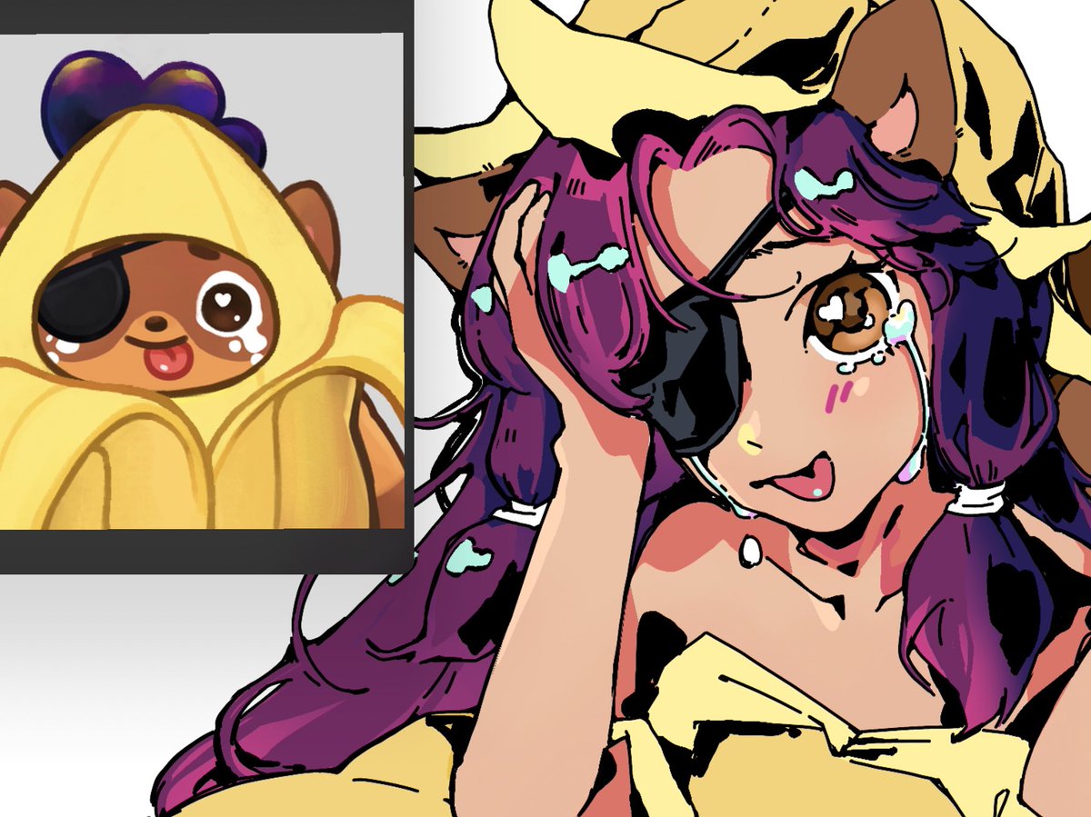 #wip !!!close up progress check on my girly girl banana moki: 💅🏻👩🏻‍🍳🍌