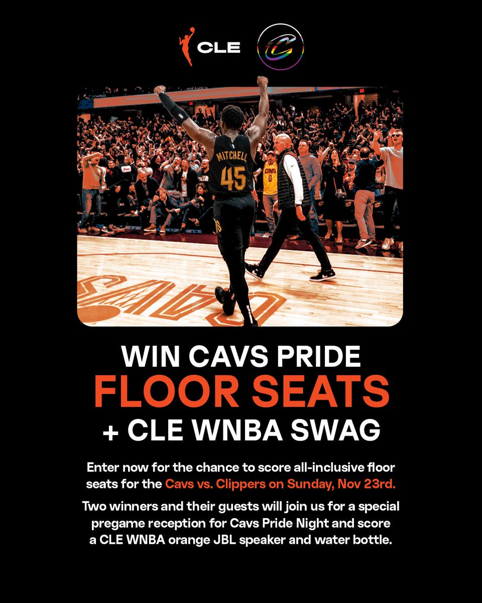 Win <a href="/cavs/">Cleveland Cavaliers</a> Pride Floor Seats + CLE W Swag! 🌈🏀

Don’t miss your shot. ENTER HERE: tinyurl.com/5eubdvna