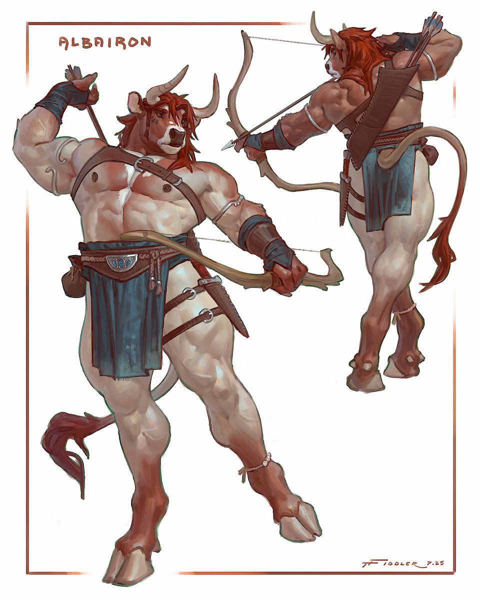 My flexing red moo from before now has a name and backstory 🐮🏹