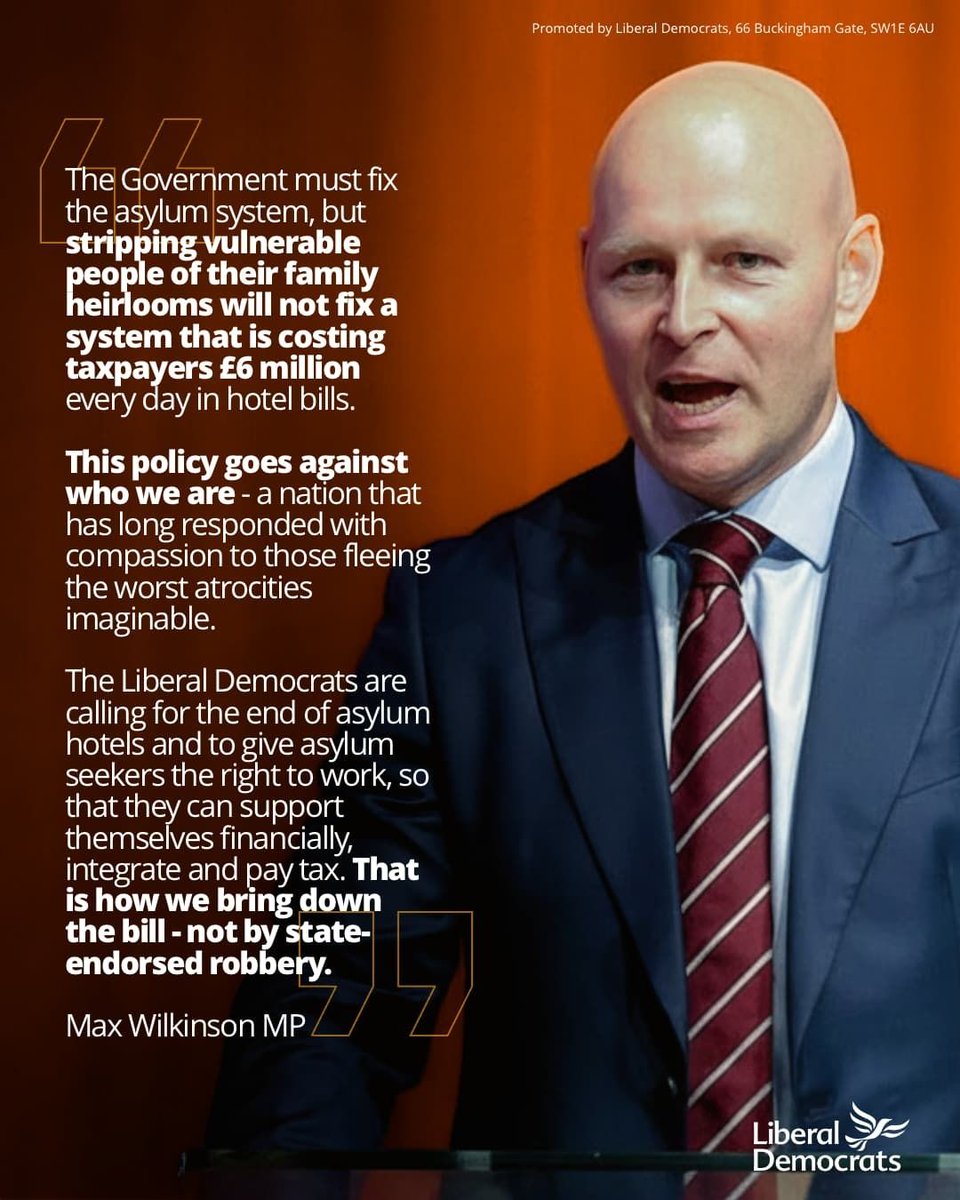 LibDems's tweet image. State-endorsed robbery is no way to fix the asylum system.