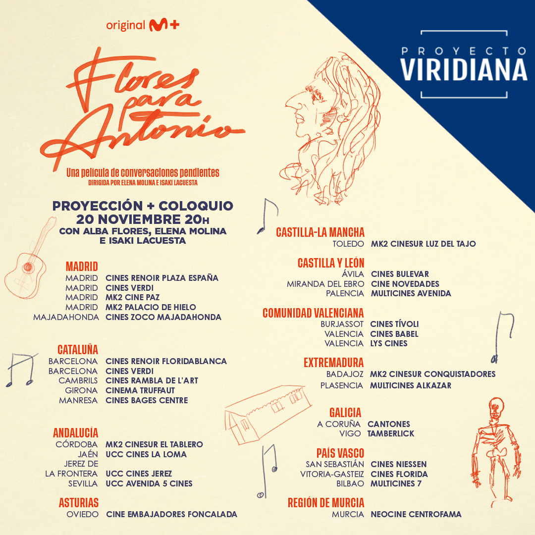acontrafilms's tweet image. 💐 Descubre los pases especiales de #FloresParaAntonio con proyección y coloquio junto a Alba Flores, Elena Molina e Isaki Lacuesta.

Un evento realizado en colaboración con Proyecto Viridiana.

🔗🎟️ Compra entradas aquí: entradasfloresparaantonio.com

Estreno en cines: 28 de…