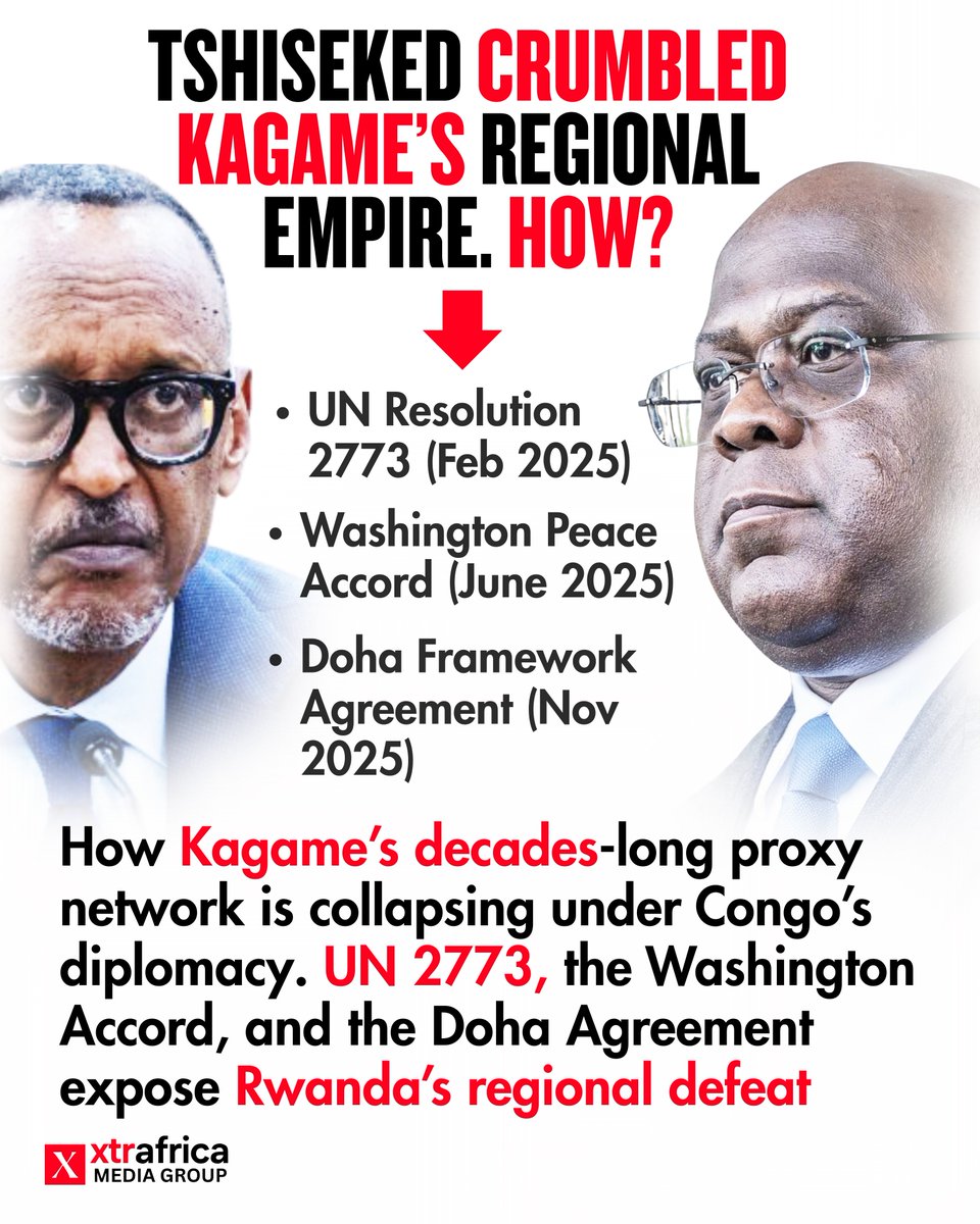 #URGENT 𝗥𝗘𝗔𝗗 𝗧𝗜𝗟𝗟 𝗧𝗛𝗘 𝗘𝗡𝗗⚠️ How Kagame’s Regional Empire Is Crumbling by Congo’s Diplomatic Siege

For nearly three decades, Paul Kagame ruled the Great Lakes through coercion, covert warfare, and proxy militias. His power rested not on legitimacy, but on the