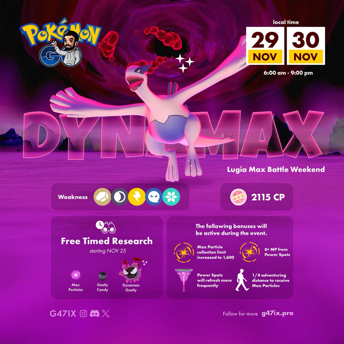 g47ix's tweet image. Dynamax Lugia Max Battle Weekend
🔥 Lugia makes its Dynamax debut!

#pokemongo