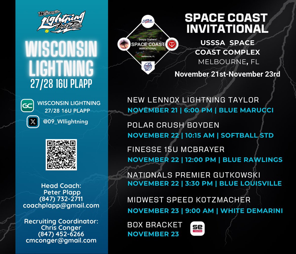 Sunshine state here we come⚡️⚡️⚡️ for Space Coast Invitational.  Come check us out⚡️⚡️⚡️