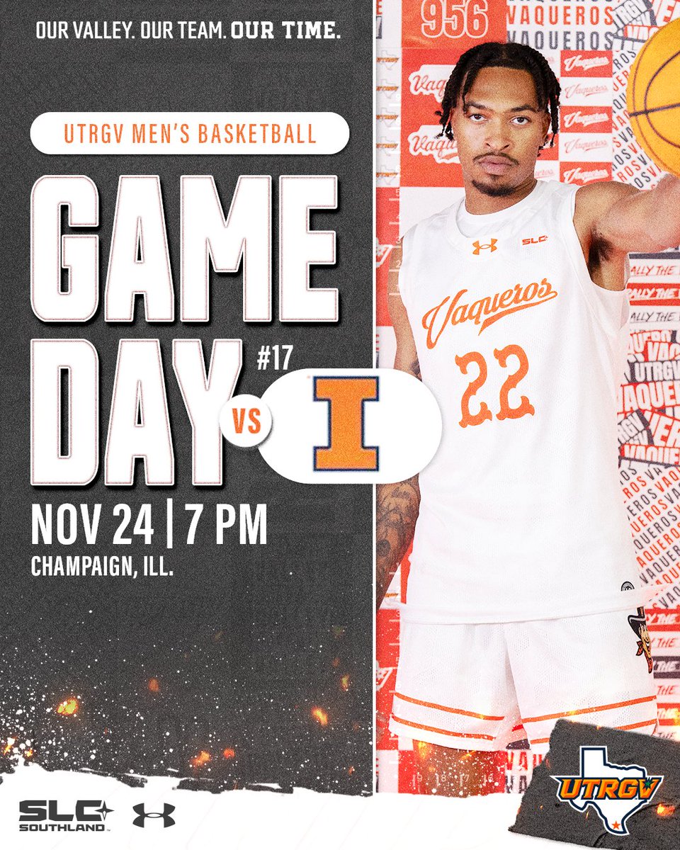 Here we go!

🆚 #17 Illinois
📅 Nov 24
⌚️ 7 PM
📍State Farm Center

💻 Southland.org/ESPN
📊 GoUTRGV.com/MBBLiveStats
💻 Big Ten Network

#UTRGV #RallyTheValley