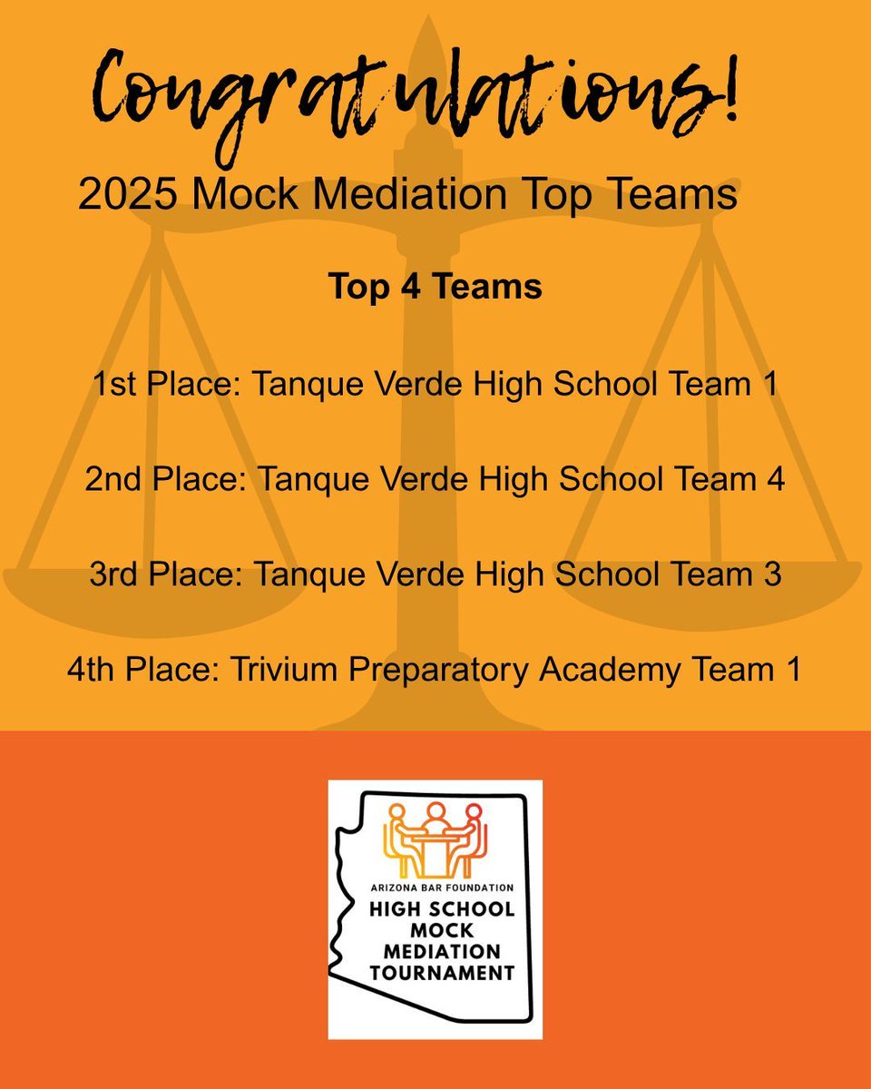 AZBARFDN's tweet image. Congratulations to all the teams and students who participated in the 2025 Mock Mediation tournament!
