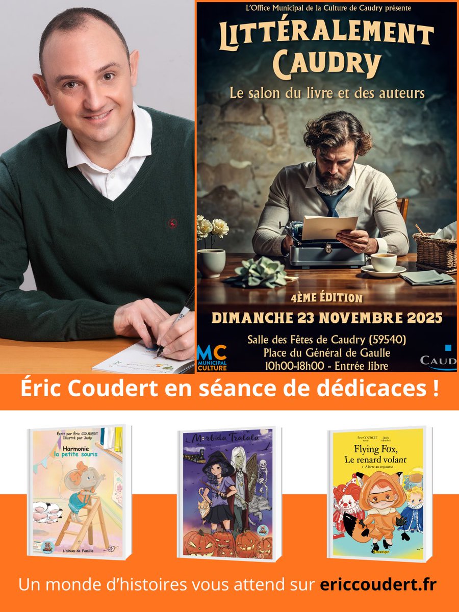 Rendez-vous à la 4ᵉ édition de “Littéralement Caudry” !
Le 23 novembre, je serai à la Salle des Fêtes pour des dédicaces et pour vous présenter le nouveau tome de Morbida Tralala : Halloween 
Hâte de partager histoires, sourires… et surprises !

#LitteralementCaudry  #Morbida