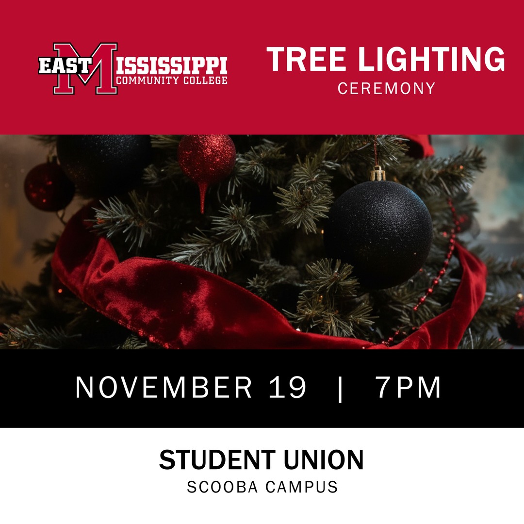 emccinfo's tweet image. 🎄 Join us on the Scooba campus for our Tree-Lighting Ceremony on Nov. 19 at 7 PM! Dr. Scott Alsobrooks will share a holiday message, and the Reflection Singers will perform. Hot chocolate and refreshments provided—open to the public!

#EMCC #HolidaySeason
