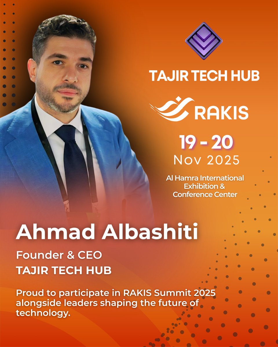 TajirTechHub's tweet image. Tajir Tech Hub is excited to be at RAKIS Summit 2025.

We’re here to share ideas, build connections, and showcase the innovation we’re driving in the digital world.

Book a free pass now &amp;amp; visit us:
rakisummit.com/register

#Decentralized #Blockchain #Cryptocurrency #DApps #Web3