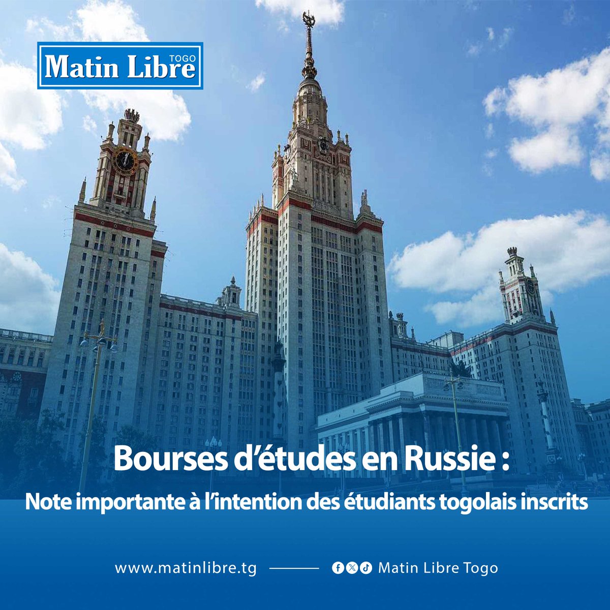 Bourses d’études en Russie : Note importante à l’intention des étudiants togolais inscrits
matinlibre.tg/bourses-detude…

<a href="/Epl_Univlome/">École Polytechnique de Lomé - UL</a> <a href="/UniveLomeTg/">Université de Lomé</a>