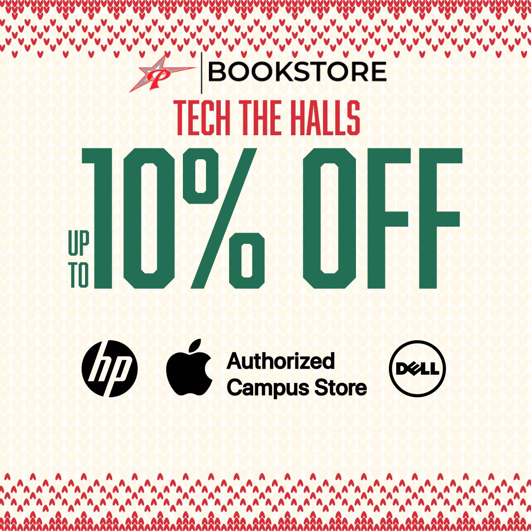 Join us for the Tech the Halls Sale at the Palomar College Bookstore from November 17 to 22, available both in-store and online, with discounts of up to 10% off.