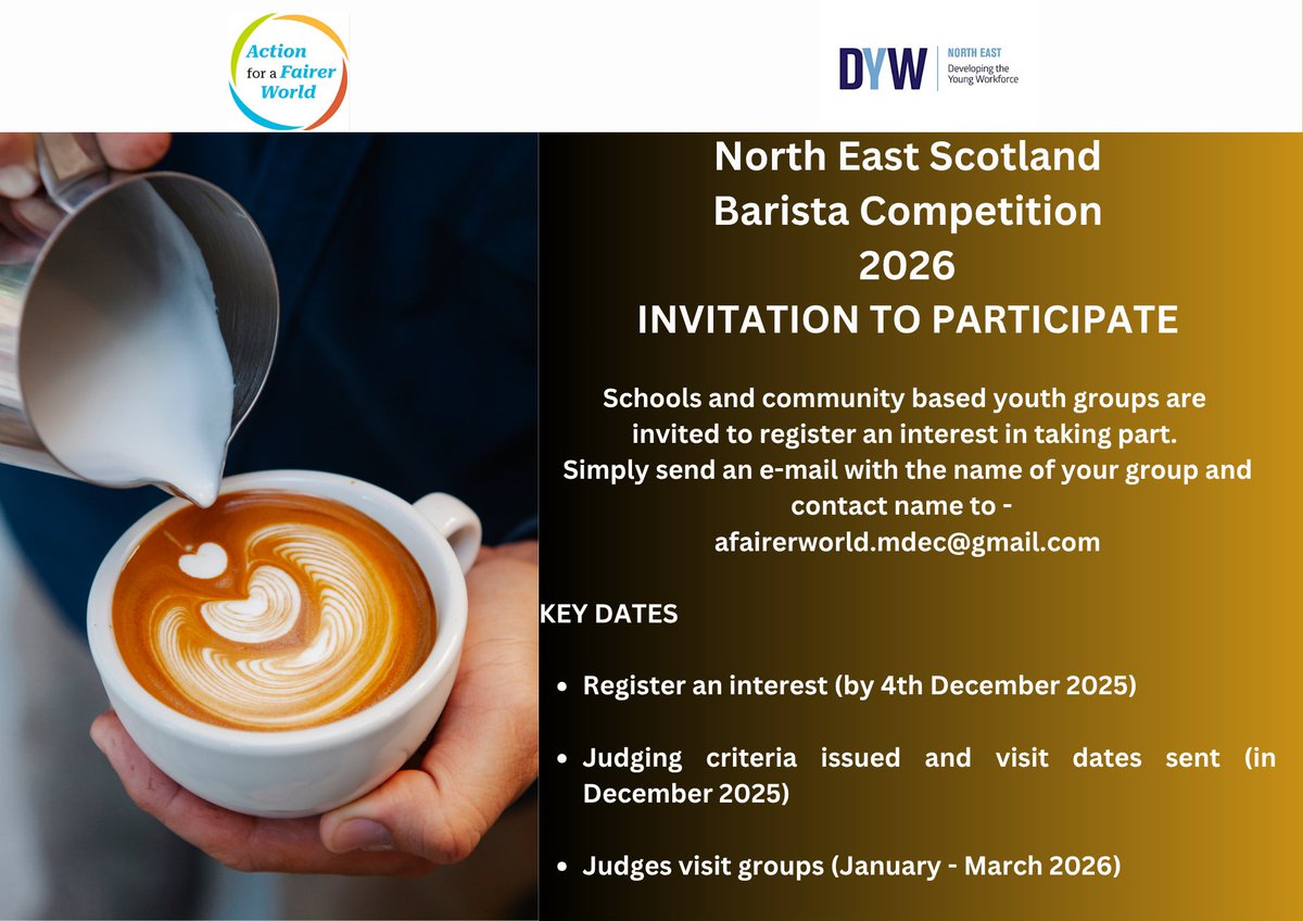 kjmcbain's tweet photo. 📣 Calling All Schools – The Barista Challenge is Back! ☕This is a fantastic opportunity for pupils to learn real-world skills, showcase their creativity, and experience the art of coffee-making.
✅ Registration is now open!
👉 Register here: afairerworld.mdec@gmail.com https://t.co/6JzlQ9V94M
