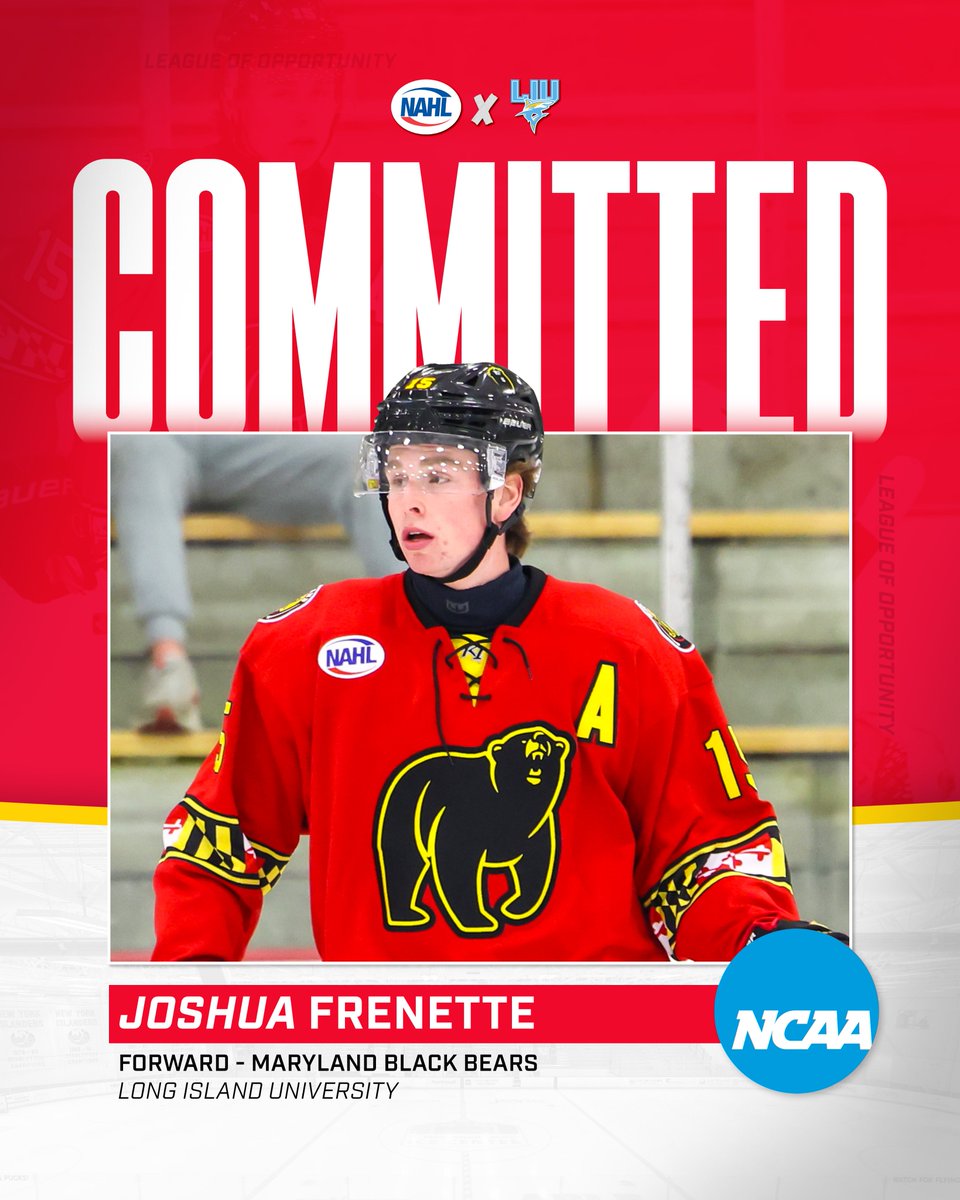 #NAHL Commitment Alert: @blackbearsnahl alternate captain, Joshua Frenette, has committed to play NCAA DI hockey for <a href="/LIUMHockey/">LIU Men’s Ice Hockey</a>.

📰: nahl.com/news/story.cfm…