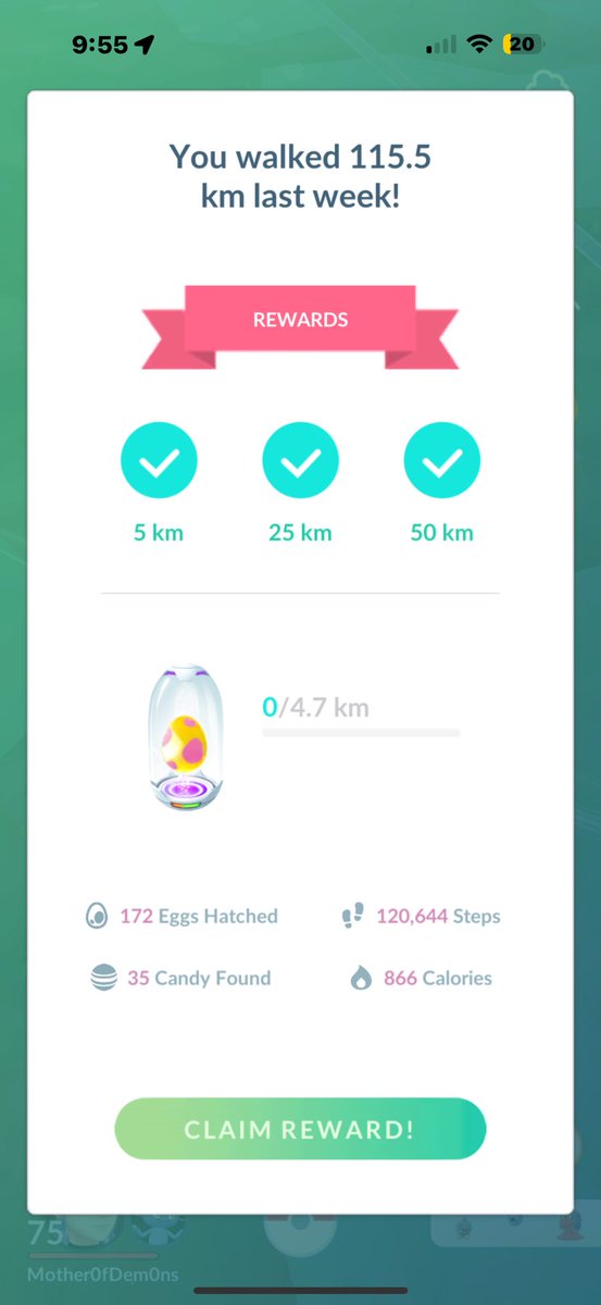 The amount of kms I did this week. Proud of my progress most thanks to go wild weekend, lots of walking in rain &amp; snow. 

I hit the leveling 300km a while ago when the hackers had my account, disappointed those km weren’t my own. 

Now that I have put the effort myself, I will