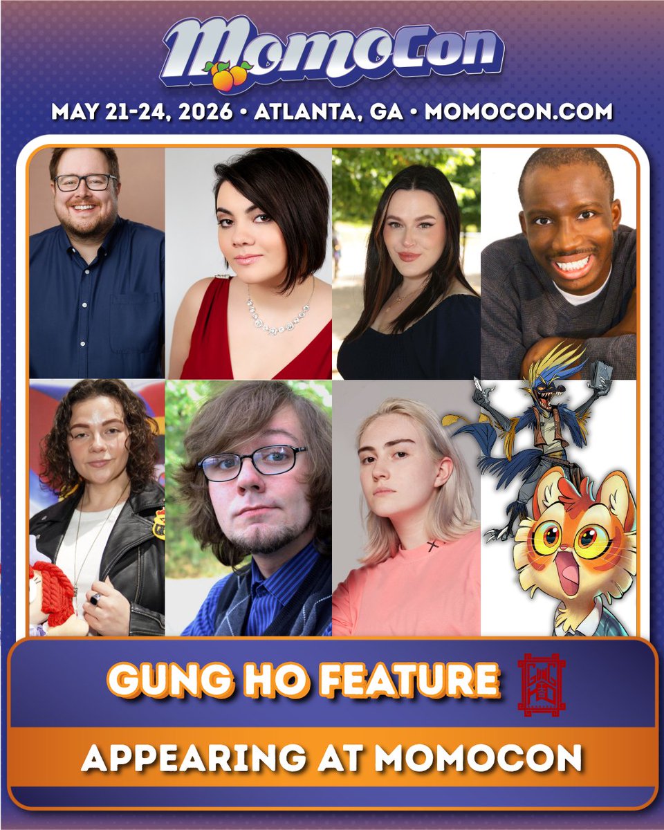 Gung Ho Bookings is bringing even more of our incredible clients out to <a href="/MomoCon/">MomoCon</a> 2026! 

Coming to Atlanta, GA on May 21-24 2026, please welcome <a href="/kovox/">Michael Kovach</a>, <a href="/ElsieLovelock/">✨Elsie Lovelock✨</a>, <a href="/FitzyVA/">Allanah "Fitzy" Fitzgerald 🎙️</a>, <a href="/RichardReedVO/">Richard Reed</a>, <a href="/MarissaLenti/">Marissa Lenti</a>, <a href="/JustTheClippy/">Amanda Hufford</a> (Amanda Hufford), <a href="/BelRusapeVO/">Belsheber Rusape Jr.</a>, <a href="/LackadaisyCats/">Lackadaisy Tracy</a> (Tracy