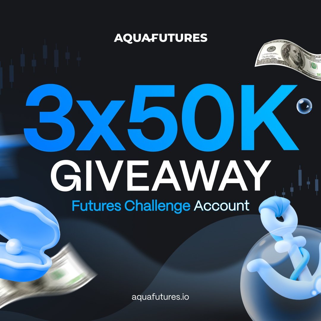 KyleAquaFutures's tweet image. 3 x $50,000 FUTURES ACCOUNT GIVEAWAY 🌊

1⃣ Follow @KyleAquaFutures &amp;amp; @Aqua_Futures
2⃣ Like &amp;amp; retweet
3⃣ Tag 3 traders  

Winners in 72 hours ⌛️