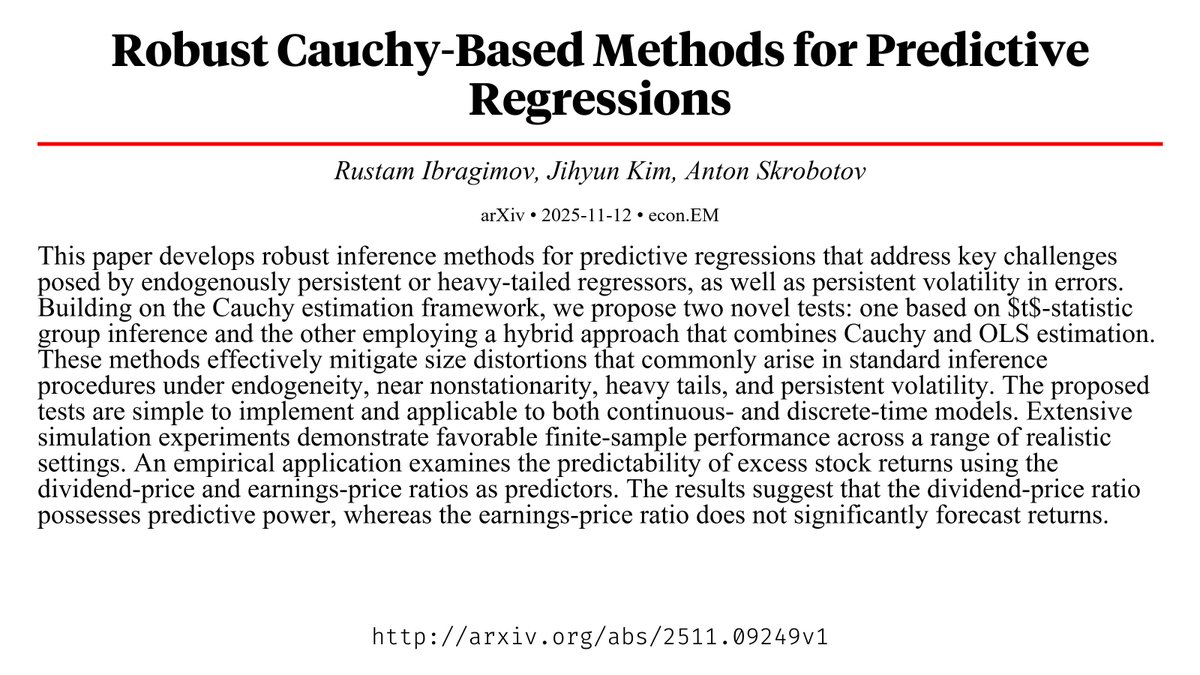 CapybaraPapers's tweet image. Robust Cauchy-Based Methods for Predictive Regressions arxiv.org/abs/2511.09249…
