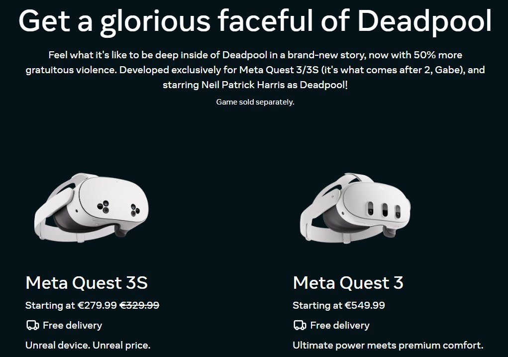 I just discovered this Meta page advertising Deadpool and I see they're taking a jab at Gabe Newell there, interesting coincidence :P
meta.com/pl/en/quest/ma…