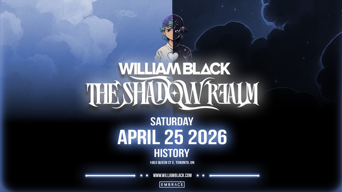 JUST ANNOUNCED: William Black recently dropped his brand-new album, 'The Shadow Realm.' Hear it live when he returns to HISTORY on Saturday, April 25th! 👥
PRESALE: Thurs, Nov 20 | CODE: MONSTER
🎟️: ticketmaster.ca/event/1000636D…