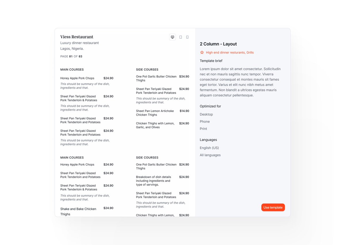 chizurumofnara's tweet image. Updates on @menuify

Building out dashboard flows, creating menus, menu previews, customizing template menu&apos;s. Next would be drafting various template directions, so users can have a wide range to select from, they menu building from scratch.
#buildinpublic @aydahnizzy