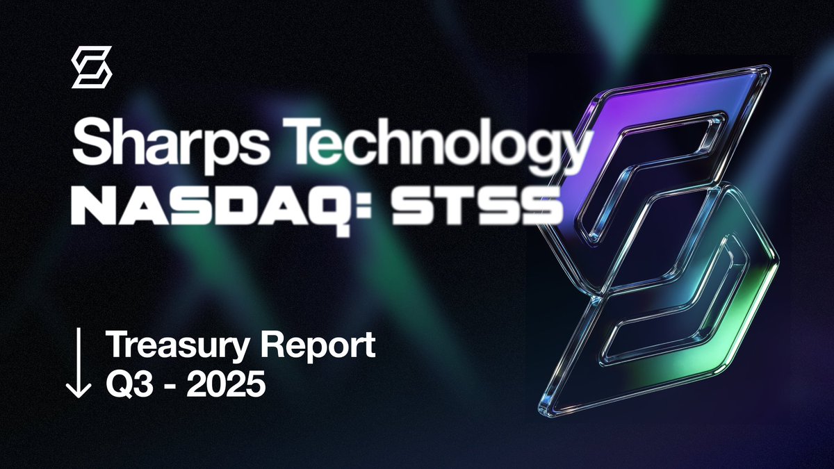 Treasury Report Q3 - 2025 🏛️ Sharps Technology (NASDAQ: $STSS) released  its Q3 2025 results, showing a stronger balance sheet and continued  progress in its Solana-based treasury strategy. During the quarter, the