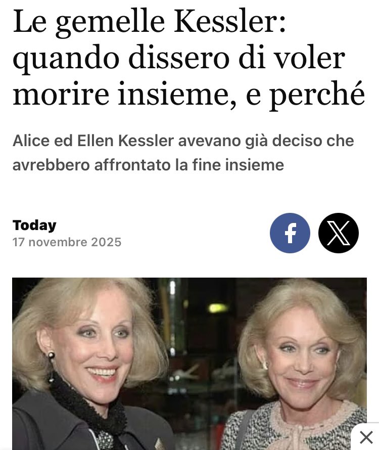 Le gemelle Kessler morte a 89 anni insieme con il suicidio assistito.  Avevano già deciso tutto…R.I.P. 🙏🏻❤️