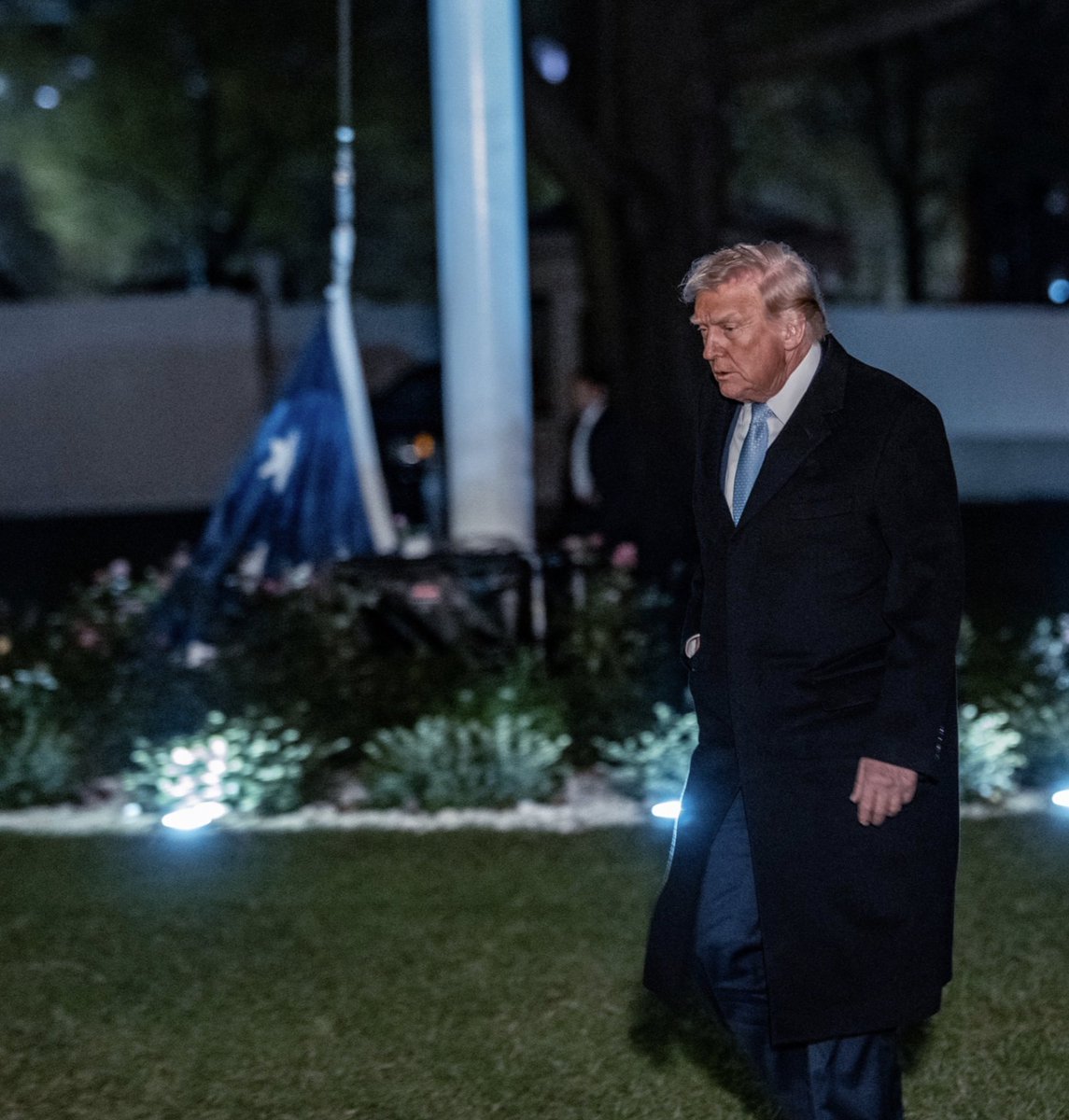 krassenstein's tweet photo. TERRIBLE! A visibly tired and frustrated Trump returned to the White House after a weekend golfing with billionaires, walking right past an American flag that appeared to violate U.S. Flag Code as it hung close to the ground.

The White House Rapid Response Team insists the flag wasn’t actually touching the ground, claiming it was “lowered into a special container.”

But that explanation still misses the mark. Under Flag Code, the flag shouldn’t touch or rest on anything beneath it, container or not.