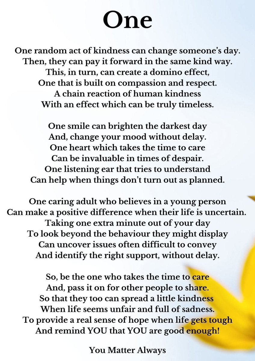 SuzieYMA's tweet image. I am sharing this wee poetic reminder about the power of ONE because so many people are loving&amp;amp;losing, hurting&amp;amp;healing, fearing&amp;amp;hoping, surviving not thriving, masking to keep moving&amp;amp;adjusting their sails to ride out another storm. And they are doing so, over&amp;amp;over&amp;amp;over again 💜