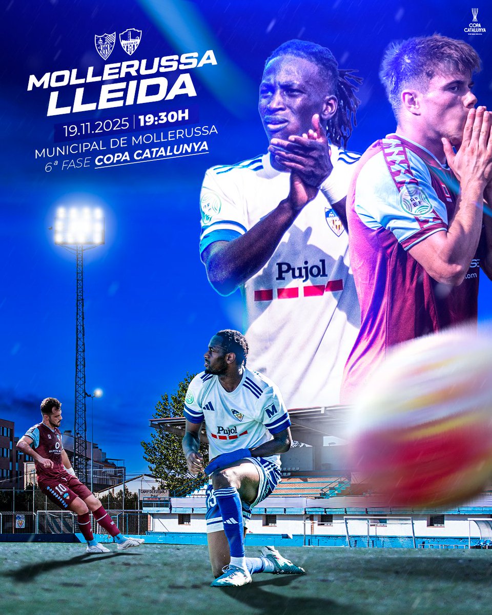 LleidaCF's tweet photo. El proper dimecres, derbi de ponent a la #CopaCat !! 💪🏻⚽

@CFJ_Mollerussa🆚 @LleidaCF 

🏆 6ª FASE COPA CATALUNYA
🗓 Dimecres 19 de novembre | 19:30h
🏟 Municipal de Mollerussa

🎟 Entrada general 12€

#MollerussaLleida https://t.co/JQc2T0rKuj
