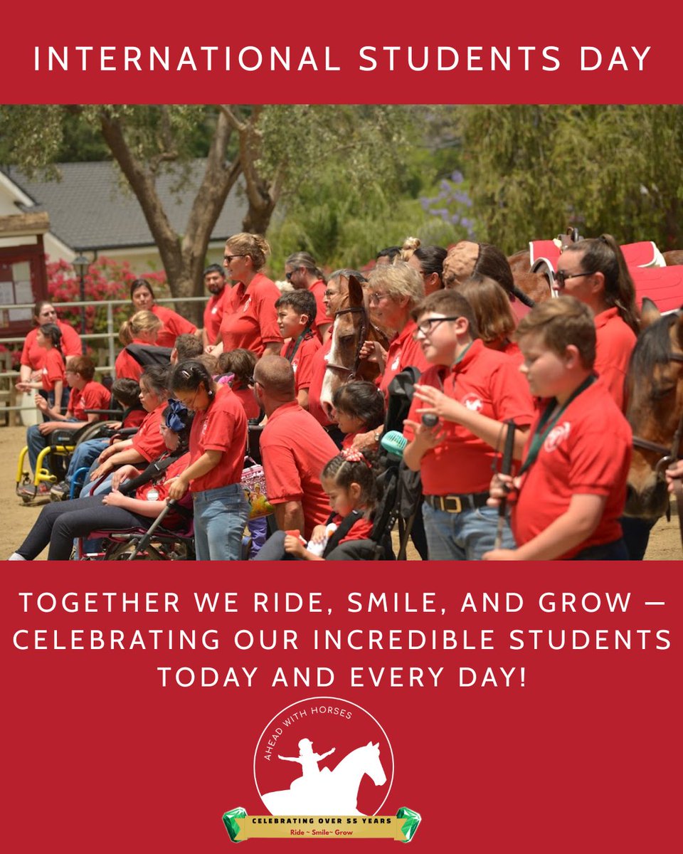 AWHLA's tweet image. Happy #InternationalStudentsDay! At AHEAD With Horses, our students remind us that learning happens through courage, connection &amp;amp; heart.  #RideSmileGrow  #EquineTherapy #NeverStopLearning