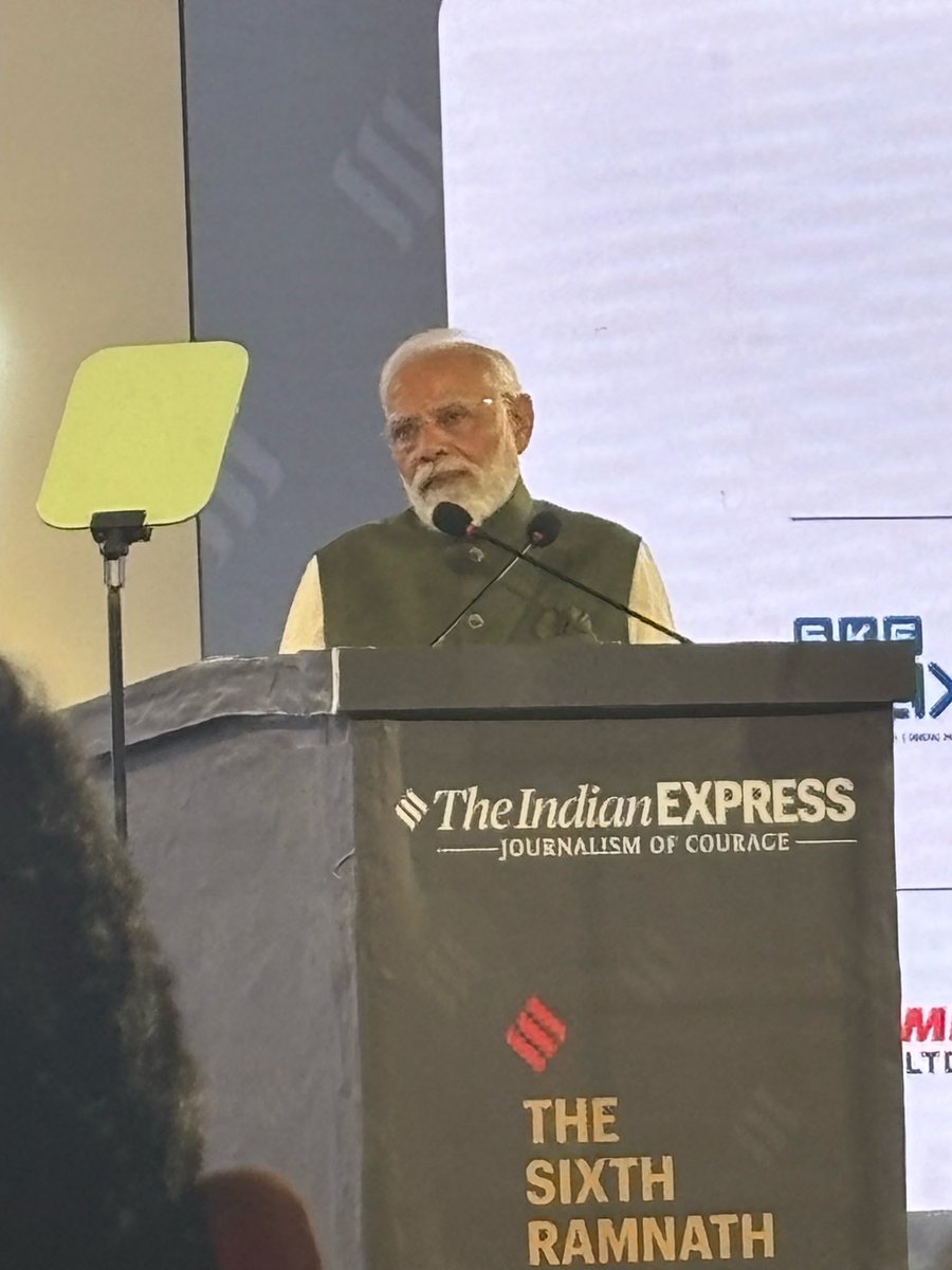 Truly an honour meeting you Hon Prime Minister Sir. Such a wonderful address complimenting the contribution of Late Shri Ramnath Goenka ji. Thank You <a href="/anantgoenka/">Anant Goenka</a> , <a href="/IndianExpress/">The Indian Express</a> .