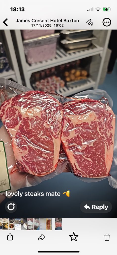 A lovely message, from a lovely executive head chef, about some of our lovely steaks… 
#properbutcher #dryaged 
#steaks 🇬🇧🔪🥩
