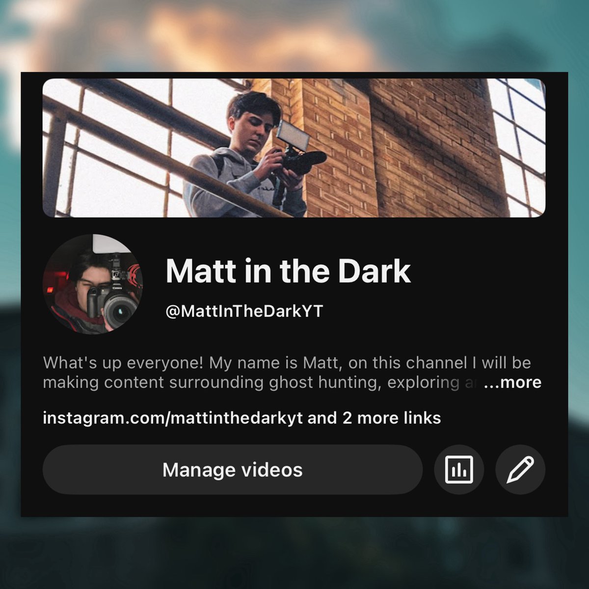 HauntedArchYT's tweet photo. A new beginning.

Again, Haunted Archives ain’t going nowhere. 

I am officially dropping Matt in the Dark! On these accounts I will be posting daily content along with continued every 2 weeks videos on YouTube! The content I’ll be making is what I truly think I’m made to create! https://t.co/YP7VCodDys