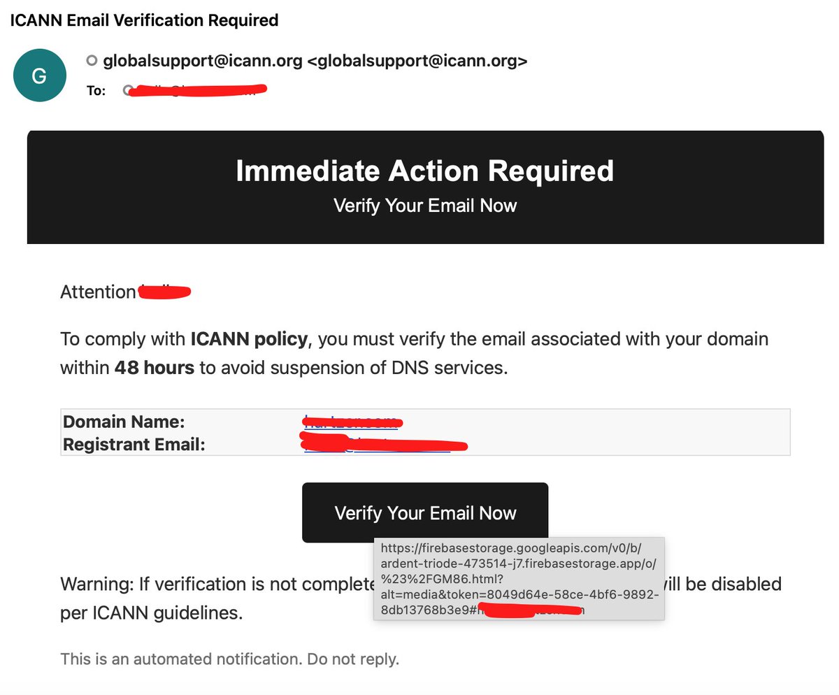 Warning: Another round of phishing emails is circulating, and this time the attackers are pretending to be ICANN.  

It looks official enough to  fool many domain owners, which is exactly what these attackers rely on. 

dnaccess.com/fake-icann-ver…
