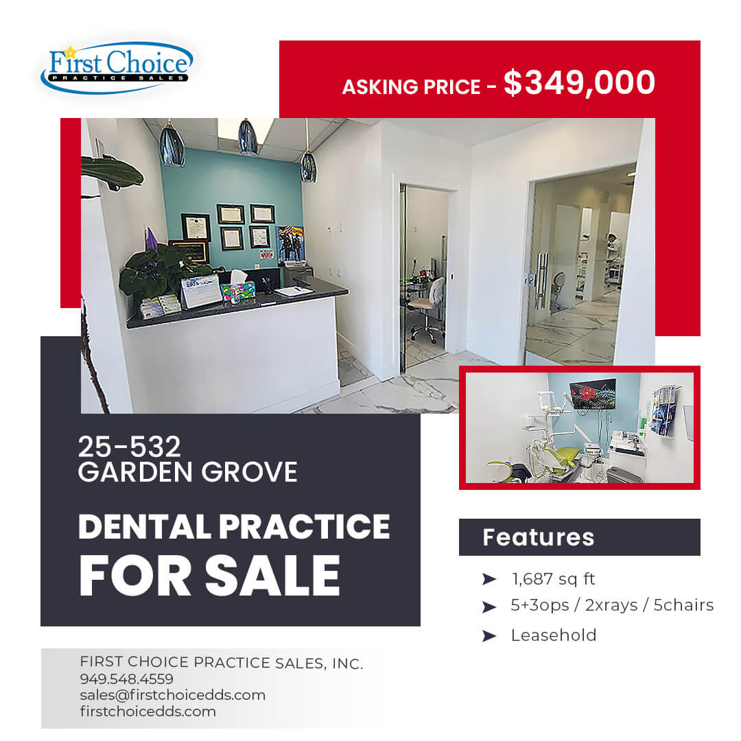 FirstChoicePS's tweet image. 🦷 Own your future in dentistry!
Established Garden Grove dental practice for sale — modern operatories, loyal patients &amp;amp; prime Orange County location. Perfect for growth‑minded dentists.

📍 Details: firstchoicedds.com/dental-office-…

First Choice Practice Sales, Inc.
949-548-4559 |…