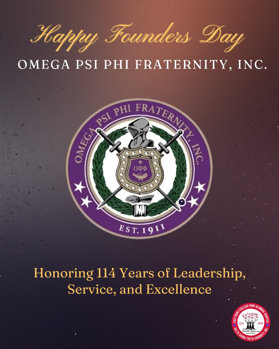 Happy Founders Day to the Men of Omega Psi Phi Fraternity, Incorporated! We salute your commitment to manhood, scholarship, perseverance and uplift since November 17, 1911.
#OmegaPsiPhi #FoundersDay #EPCP #SRDST #DST1913