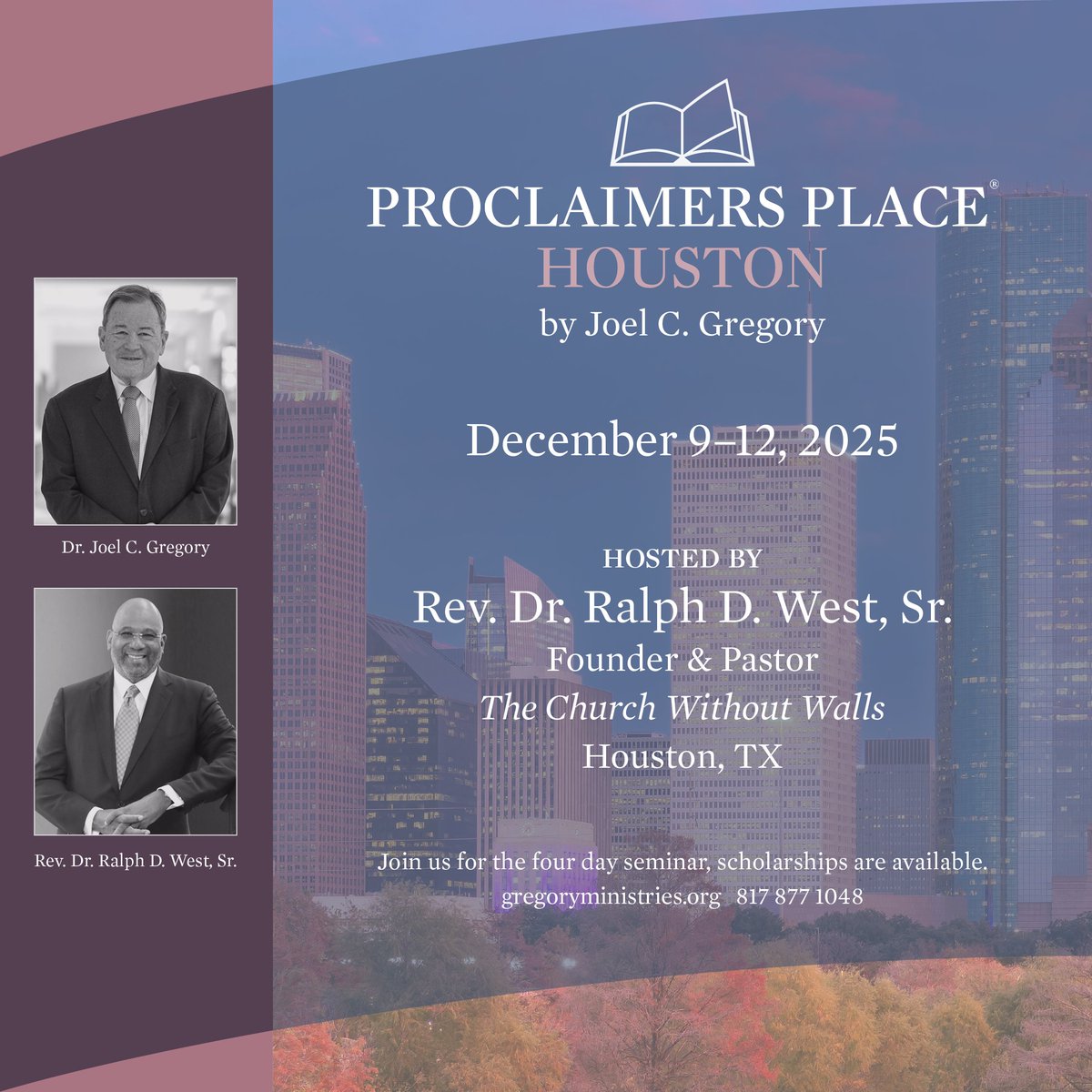 Join Joel and Pastor West for four days of Proclaimers Place® at The Church Without Walls. Follow the link below to reserve your place, scholarships are available. Meet us in Houston in December!
gregoryministries.org/store/proclaim…