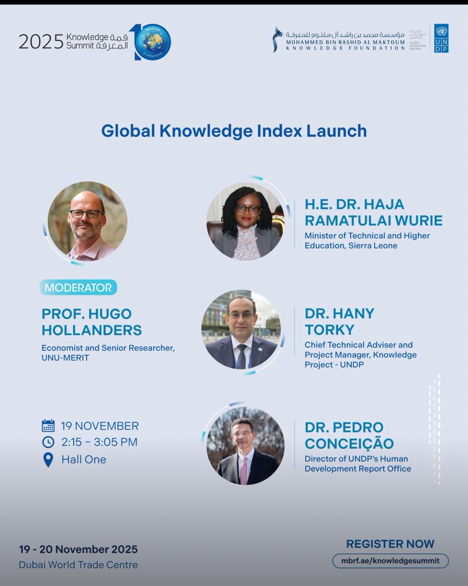 WurieHaja's tweet image. Join us at this milestone moment of the @KnowSummit 2025. The Global Knowledge Index Launch will unveil the state of knowledge across 195 countries and provide deep insights into the trends shaping global development. Looking forward to an enriching conversation.