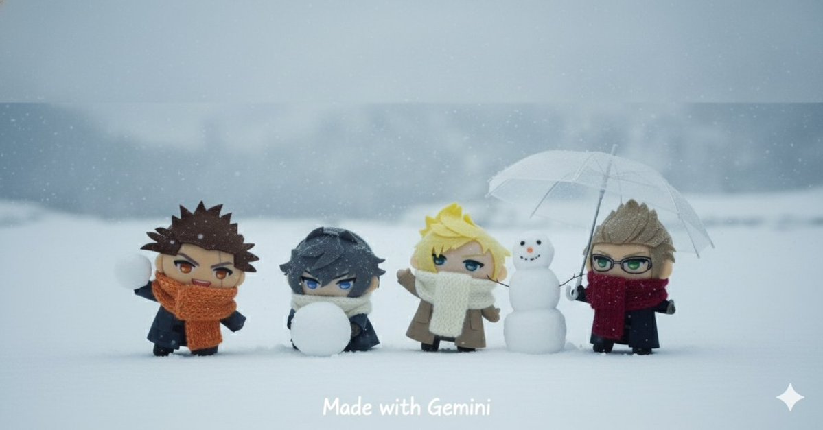 「4人に雪遊びをさせて」と命じましたところ、このような画像が。😂💖☃️