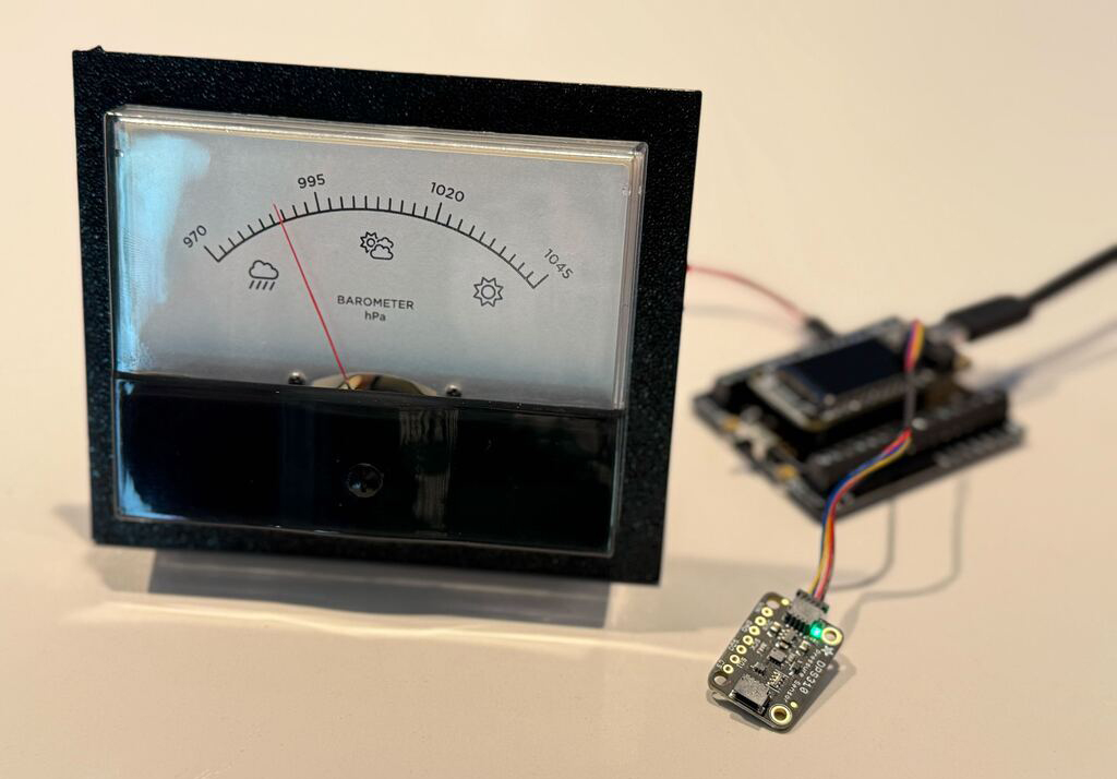 digikey's tweet image. Forecast the weather at home with a no-code barometer! 

📸 @adafruit 

More here ➡️ bit.ly/3XzisCM 

#adafruit #feather #ESP32