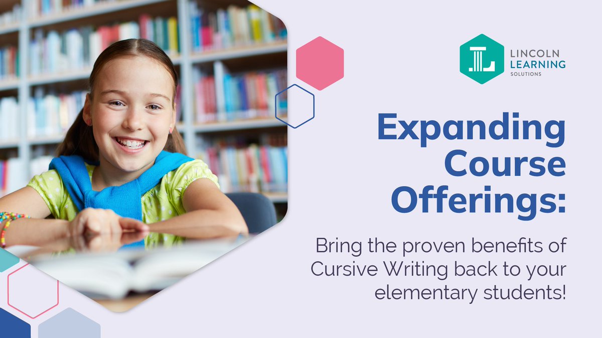 LincolnLearning's tweet image. Ready to EXPAND? The Cursive Writing demand is your chance to strategically broaden your elementary offerings.

Learn more: hubs.la/Q03SQKw-0

#CursiveWriting #ElementaryEducation #Literacy #LincolnLearning