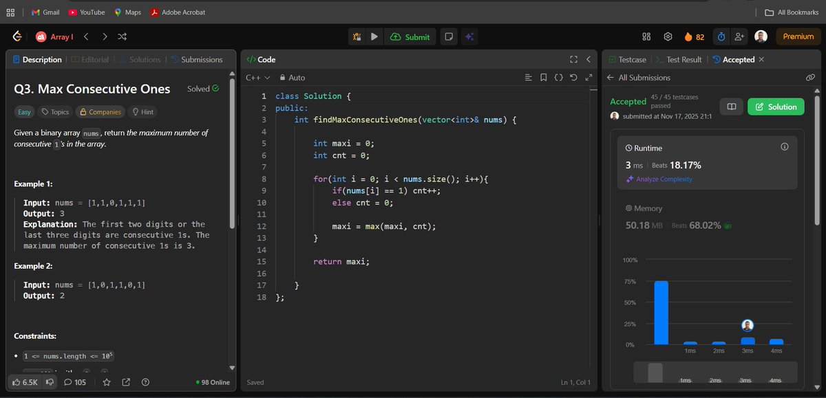 shakish15564's tweet image. Operation 20: Execution Phase 🔥
Day 7 of Week 20 🚀

Today&apos;s Progress ✅
- Solved LeetCode #1437
- Started LeetCode Quest 
- Submitted Streamix App APK to the company
- Continued developing the SIH PS solution
- Planned the roadmap for SIH Finals

#SIH2025 #CodeWithShakish #DSA